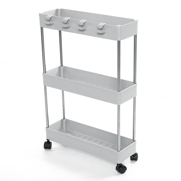 3//4Tier Slim Slide Out Kitchen Trolley Bathroom Rack Holder Storage Shelf Wheels